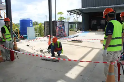 การฝึกปฏิบัติผู้เฝ้าระวังไฟ - หลักสูตรดับเพลิง ที่ Safety Station โรงเรียนความปลอดภัย