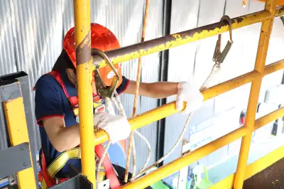 การทดสอบความปลอดภัยในการทำงานบนที่สูง - หลักสูตรที่สูง-นั่งร้าน ที่ Safety Station โรงเรียนความปลอดภัย